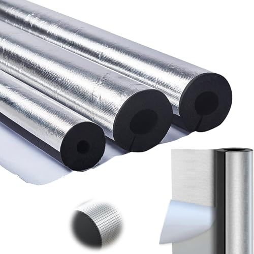 Isolamento autoadesivo per tubi in schiuma, diametro 22-160 mm, spessore 50 mm, lunghezza 100 cm, copertura in alluminio ad alta efficienza energetica, soluzione di isolamento acustico
