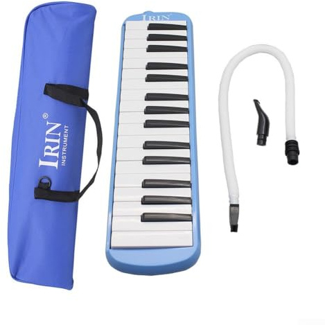 Melódica de 32 teclas para principiantes y estudiantes, teclado portátil con bolsa de transporte, compatible con melodía de 32 teclas (azul)