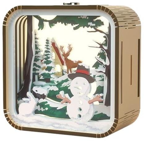 Puzzle 3D in legno, simpatico pupazzo di neve kit di costruzione in legno luce notturna, puzzle 3D dimmerabili lampada LED con controllo touch, per bambini, regali per la decorazione della