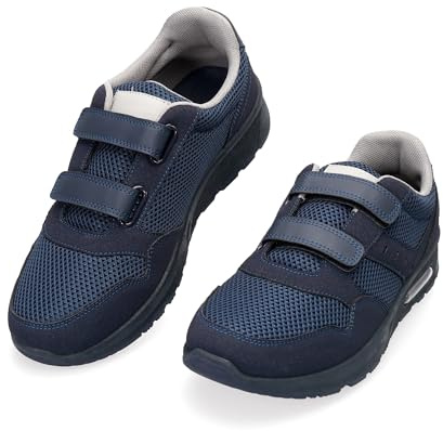 JOMIX Chaussures Homme à Scratch Baskets Sport sans Lacets Confortables et Légères Respirantes avec Semelle Amortissante Antidérapante Marche Travail MOS260330 Navy 41