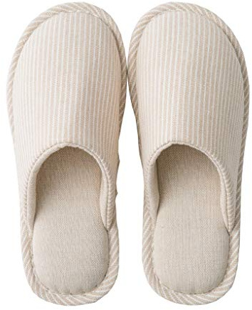 ACMEDE Pantofole da Casa Uomo Donna Tessuto di Cotone e Lino Pantofole a Righe Pantofole Antiscivolo Confortevole per Casa per Estate Primavera, Autunno Inverno