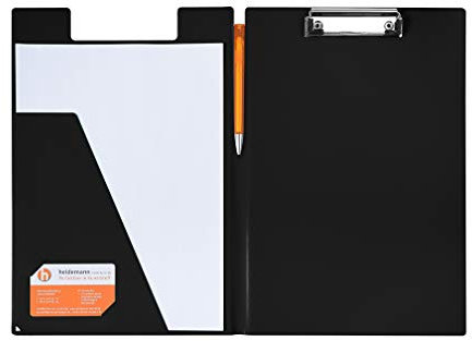 Heidemann Aufklappbare Klemmbrettmappe DIN A4 farbig (schwarz)