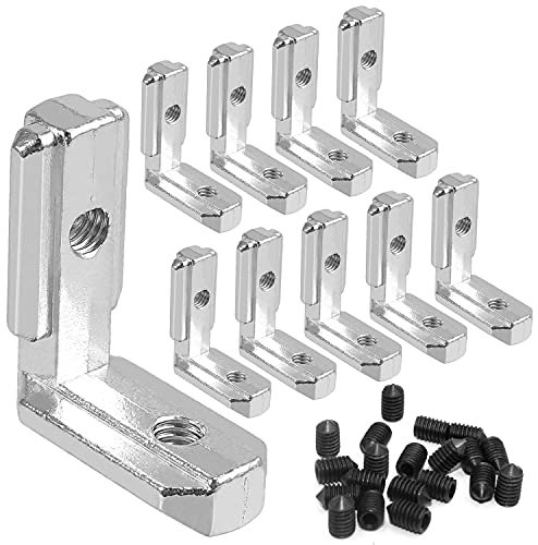 WJMY Aluprofil Winkel 10stk Eckwinkel 90° L Profil Aluminium 3030 Nut 8 Zinklegierung Klammern Inneneckverbinder Innenverbindung Winkelwinkel Eckverbinder 36x30mm mit Schrauben