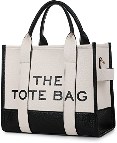 DKIIL NOIYB PU Leather Tote Bag for Women, Large Capacity Women's Leather Totes Bag with Thin Adjustable Strap Double Color Top-handle Bag Crossbody Tote Bags Purse