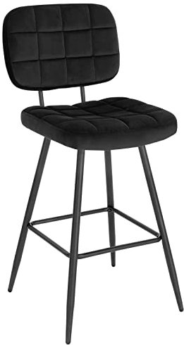 EUGAD Barhocker, Barstuhl, Küchenstuhl, Tresenhocker, Bistrohocker, Design Hocker, mit Rückenlehne Fußstütze, gut gepolstert, aus Samt Metall, Schwarz 1042BY-1