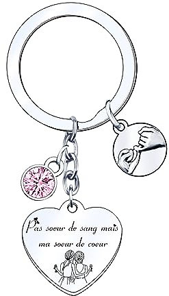MNBVBV Cadeau Soeur Noel Porte Clef Soeur de Coeur Porte clef Amour Soeur Ma Soeur de Coeur pour toujours pour Sœur Originale Porte-clés Cadeau Soeur Anniversaire (1) (1)
