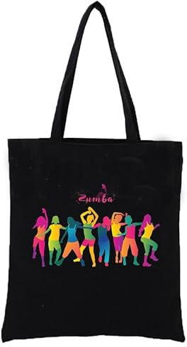 doyouwantmore Sac en toile noire pour femmes Sac fourre-tout personnalisé en coton Zumba avec poignée Sacs fourre-tout écologiques Shoppers Sac à bandoulière