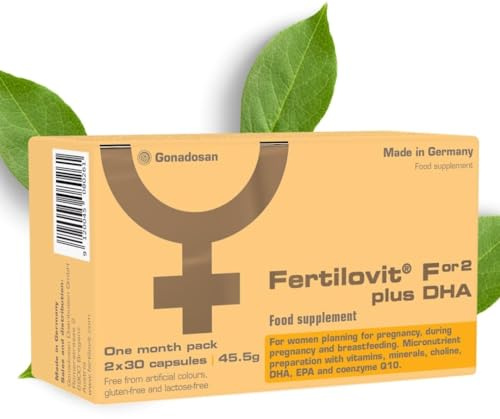 Fertilovit® For2 plus DHA | suplemento prenatal premium para el embarazo y la lactancia | cuidado completo con DHA y colina para el desarrollo cerebral y ocular | 60 cápsulas | envase de 1 mes