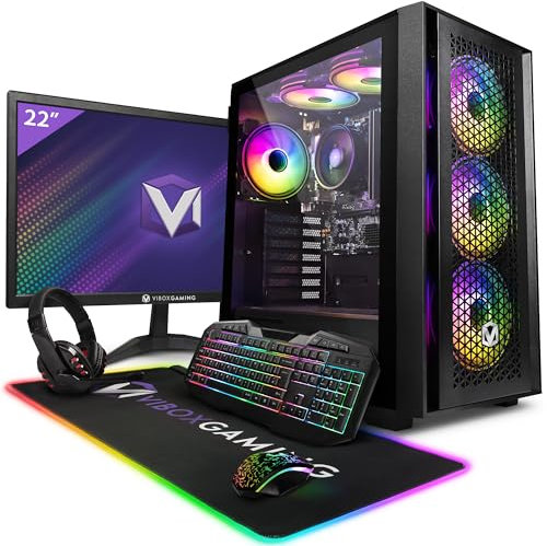 Vibox I-78 Gaming PC Set Komplett • Monitor 22 Zoll • AMD Ryzen 3 3200G 4,0GHz • Radeon Vega 8 • 16GB RAM • 480GB SSD • Linux OS • WLAN