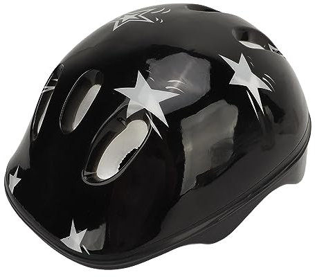 Kinder Fahrradhelm mit verstellbarem Riemen, Kinder Fahrradhelm Radfahren Skateboard Roller Helm Kinder Alter 5-14 (Schwarz)
