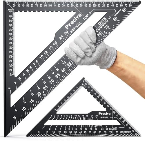 Équerre Menuisier, Preciva Exclusif 180+300mm Équerre Charpentier, 2 Pièces Règle Triangulaire en Acier Inoxydable, Multifonctionnel Outillage Convient aux Charpentiers