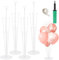 4 Ensembles Support Ballon Anniversaire, Porte Ballon De Table Transparents Support Ballons Gonflable Tige, Porte Ballons Baudruche avec Bases, Pompes, Autocollants pour Fêtes, Mariages, Anniversaires