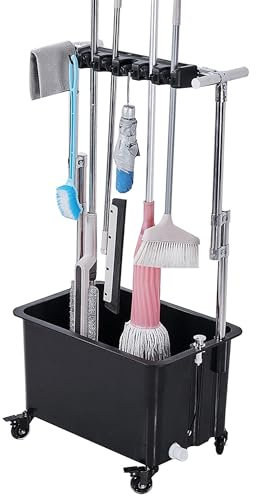 Supporto per scopa, scopa, mocio, porta scopa, prodotti per la pulizia per le pulizie domestiche, secchio per mocio, organizer per attrezzi da giardino, carrello per la pulizia su ruote, armadio
