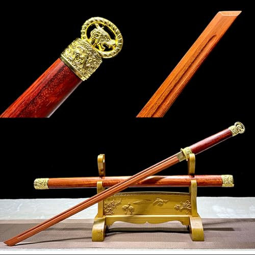 HJHUUA Épées Droites de samouraï en Acajou Naturel,bokken Fait à la Main,Katana en Bois pour Cadeaux,Kendo,décoration,Cosplay,accessoires-103 cm