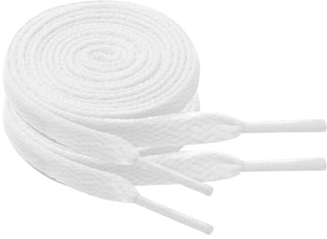 North Bund 2 pares de cordones planos para zapatillas de deporte 8mm Cordones planos de recambio para zapatillas de deporte Blanco 160cm