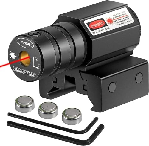 KinZon Mire Viseur Laser Rouge Tactique avec Montage sur Rail Picatinny 20mm, pour Fusil de Chasse, Carabine, Pistolet et Arme de Poing, Airsoft. 2 Designs au Choix (Design B)