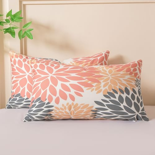 Miuyunya Samt Kissenbezüge Altrosa 50x30 Kissenhülle Rosa Grau 2er Set Sofakissen Samtkissen Dekorative Kissenbezug Moderne Weich Lendenkissen für Wohnzimmer Herbst Frühling Kissen Deko
