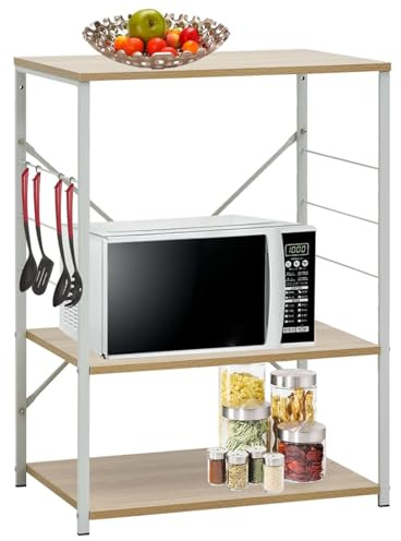 Gecheer Microwave Cabinet White and Oak 60x39.6x79.5 cm Engineered Wood Microwave oven cabinet Model288237