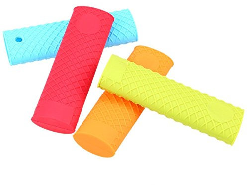 Silicone Pan Handle Cover，4Pcs Non-Slip Pot Ear Heat Protector Frying Pan Hot Handle Sleeve,Cast Iron Handle Cover for Cooking and BakingRandom Color