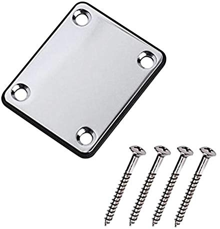 1 placca in metallo con 4 fori per manico della chitarra, adatta a chitarre e bassi Fender, Strat, Stratocaster, Telecaster, Chrome