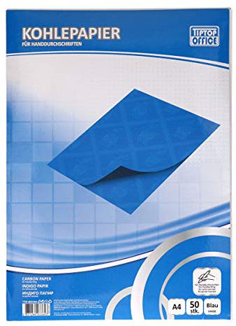 TIPTOP OFFICE Lot de 50 feuilles de papier carbone pour écriture manuscrite Bleu