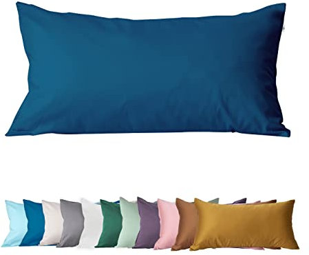 SALAD HOUSE Kissenbezug 40 x 80cm, 400TC 100% Baumwolle Satin Superweicher Kopfkissenbezug Kissenhülle Ägyptische Extra-Langstapeliger Bettkissenbezug Pillowcase (Pagoda Blue mit Reißverschluss)