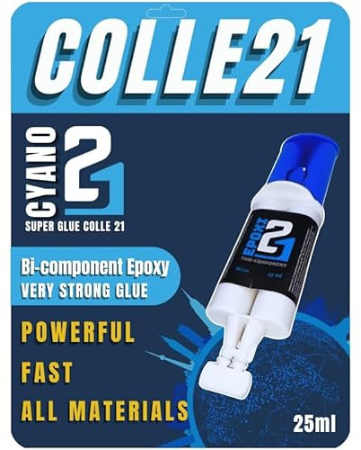 Colle Epoxy Bi-Composant Colle21 – 25 ml | colle Époxy Haute Performance pour Modélisme, Bricolage et Réparations Techniques (Colle Epoxy Bi-Composant 25ml)