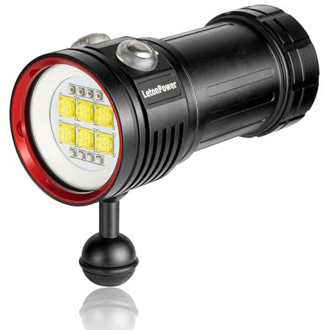 Tauchlampe,LetonPower L24 12000Lumens Taschenlampe tauchen,Unterwasser 100m tauchlampe,Unterwasser Taschenlampe, Unterwasser videoleuchte, mit Typ-C Aufladung für professionelle Unterwasser Sport