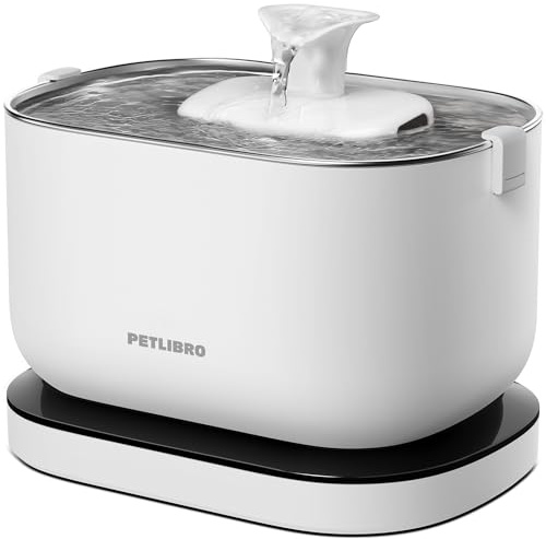 PETLIBRO Dockstream Cordless Cat Water Fountain, Motion Sensor, 2.5L White | Battery Operated, Motion Sensor Flow, Quiet Wireless Pump, Stainless Steel Tray, Easy Clean, BPA-Free, 2.5L Capacity