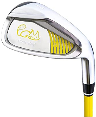 Cuña de arena de golf para niños, palo de hierro n.º 7 para golfistas principiantes de 3 a 12 años, adecuada para deportes de niños y niñas (amarillo para 6 a 8 años)