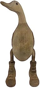 trendforge Dekortation Teakholz Ente Handmade Teakente Dekoartikel für Zuhause Geschenk hochwertig und einzigartig - ca. 33cm (Natur, S)