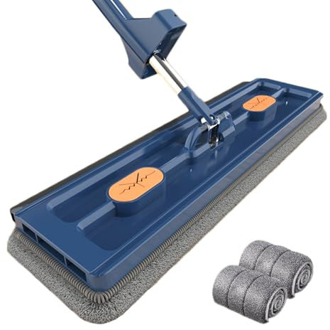 Hanaoni Large Flat Mop, Nuovo Stile Grande Mocio Piatto, Mocio Piatto con Funzione Strizzante, Manico Telescopico da 137 Cm, Rotante a 360°, con Cuscinetti in Microfibra
