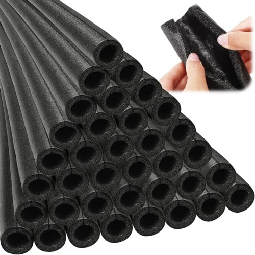 Amylove 36 Pcs 3.3 Feet Foam Pipe Insulation Foam Tube Insulating Water Pipe Pool Swim Noodles Heat Preservation Pipe Covers for Tubing Outdoor Freeze Protection (Black,1 Inch)