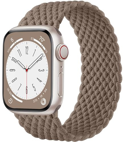 Zedoli Solo Loop flätade band kompatibla med Apple Watch Band för kvinnor män, 38 mm 40 mm 41 mm 42 mm 44 mm 45 mm 46 mm 49 mm stretchig nylon sportrem