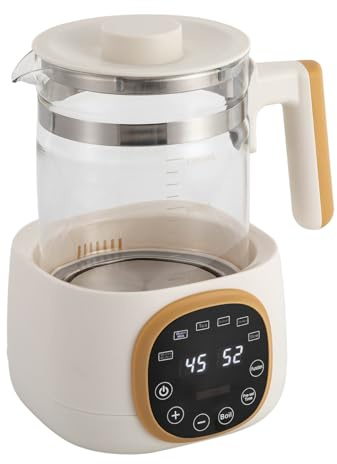 1,3 l flaskvärmare, 600 W babymatberedare, vattenkokare med temperaturinställning 72 h, minnesfunktion, för te barnmat kaffe havregryn, vit