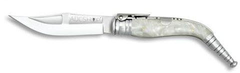 ADCSHOP Axelkniv – 23,3 cm – 3Cr13Mov stålblad 10 cm – konsthandtag pärlemor 13,3 cm – vikt 79,8 g – bärbar och daglig användning, Pärlemor