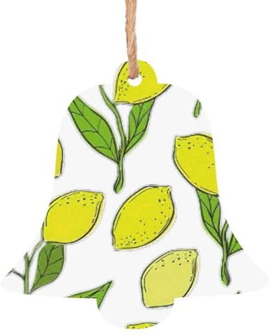 Adornos de madera con estampado de limones frescos amarillos para colgar manualidades, adornos de árbol de Navidad