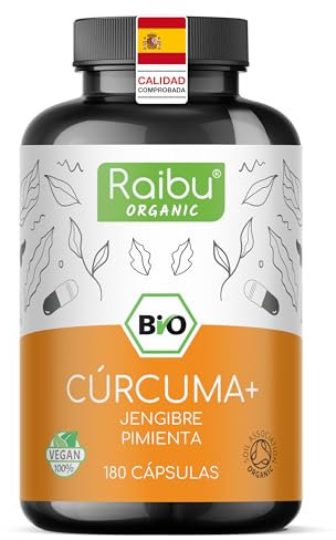 Curcuma Capsule ad Alto Dosaggio 1500mg, 180 Capsule Vegane – Curcumina Bio con Piperina e Zenzero, Curcuma in Polvere ad Alto Dosaggio – Curcuma Complex, 100% Vegan, Senza OGM - Raibu