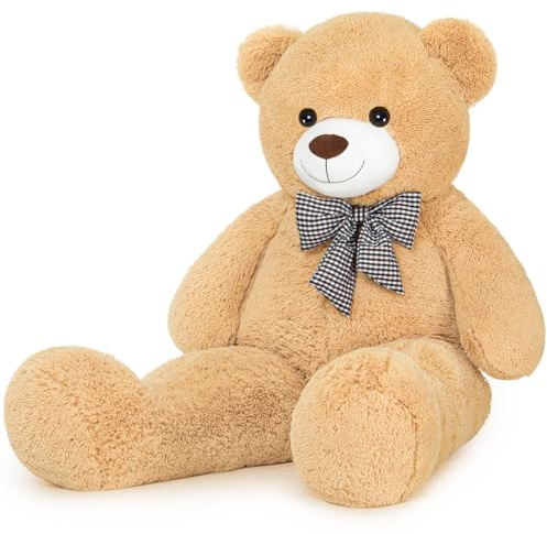 Sausudols XXL Orsacchiotto Orso di Peluche 120 cm di Altezza Giganti Orso Peluche per Fidanzata Teddy Bear Regalo per Compleanno Natale e San Valentino Marrone Chiaro