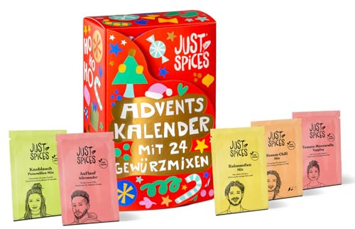 Just Spices Kleiner Gewürz Adventskalender 2025 I 24 Gewürzmixe im Probierformat I Mit 24 passenden & vielseitigen Rezepten für Dezember I Auch prima als Geschenk