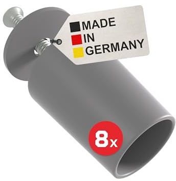 BAUHELD® Roller Shutter Stopper 27 mm [Pack of 8] - Made in Germany Stop Buffer Made of Sturdy Plastic - Stop for Roller Shutter with Screws - Fits Roller Shutter Armoured Slats - Grey
