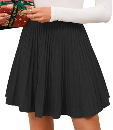 Adigaber Faldas Mini de Mujer Cintura Alta Falda Plisada de Punto Línea A Cintura Elástica Falda de Invierno