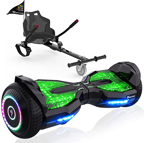 EVERCROSS EV2 Hoverboards mit Sitz - 5,2 Ah Akku, 15 KM/H, Bluetooth Music, 7-Farben Pedallichter, 85 KG Tragkraft, Hover Boards mit Hoverkart Für Kinder & Jugendliche & Erwachsene