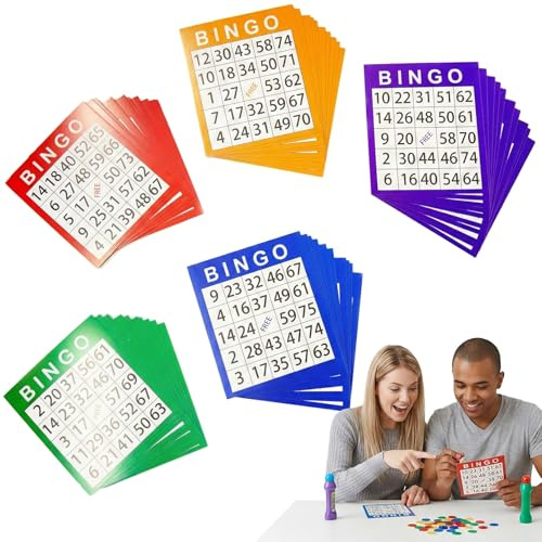 NiceNaiils 50 Cartones Bingo Troquelados - Cartones de Bingo Troquelados, Bingo Juego de Mesa Adulto, Bingo Cartones 90 Bolas, Reutilizables