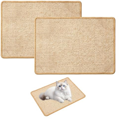 2 stycken sisal klösmattor för kaniner, kattmatta kanin,tillverkad av sisal | 40 x 30 cm, för att skrapa och leka, kanin skrapmatta, kanin skrapdyna för katter och kaniner för repor, nagelvård