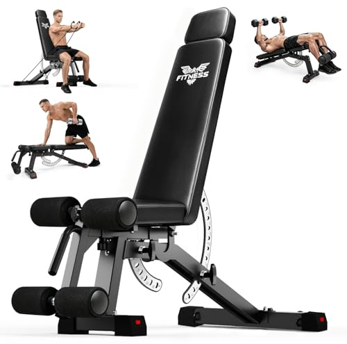 SOFTHOM Banco de pesas ajustable, multifuncional para fitness en casa, capacidad de carga de 800 kg, banco de entrenamiento con respaldo ajustable de 14 posiciones, asiento ajustable de 7 posiciones