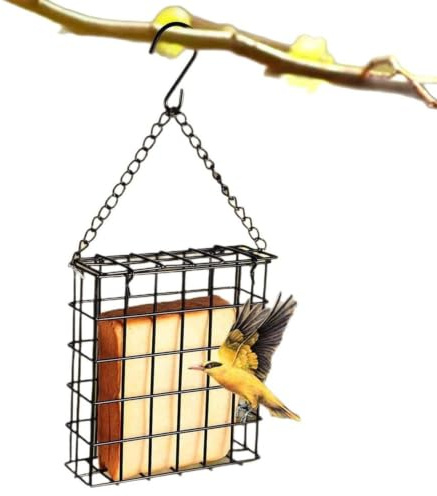 Comederos para pájaros al aire libre puerta de rejilla metálica en forma de