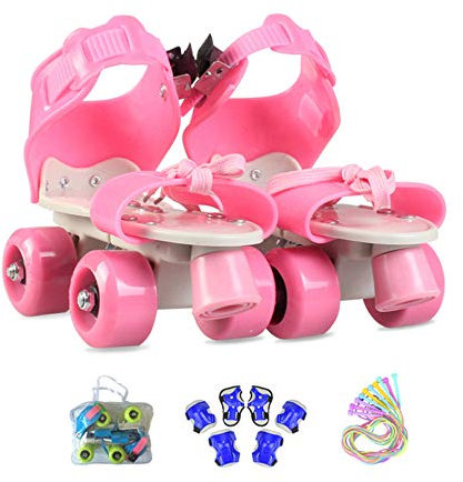 Inline-Skates Zweireihige Rollschuhe Einstellbar 4 Rad Kinder Anfänger Atmungsaktive Für Jungen Mädchen Indoor Und Outdoor Mit Schutzausrüstung Rollers Geburtstag Presen (Pink2-（25-36） Code)