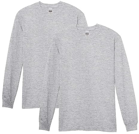 Gildan Men's Heavy Cotton Long Sleeve T-Shirt, Style G5400, 2-Pack, Sport Grey, 2X-Large