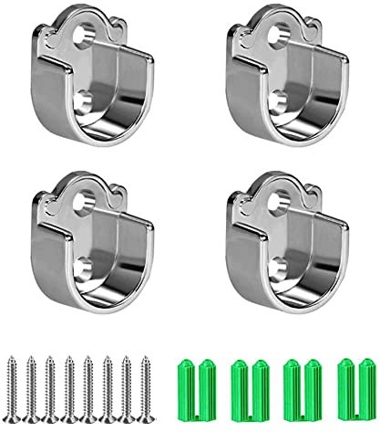 Rundrohr Halterung 25mm, Her Kindness Kleiderstange Rohrlager, U-Förmig Zinklegierung Flansch Wandlager Gardinenstange, Schrank Stangen Halterung für Badezimmer, Kleiderschrank, Balkon